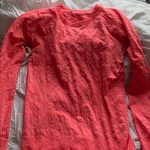 lulu lemon coral long sleeve top